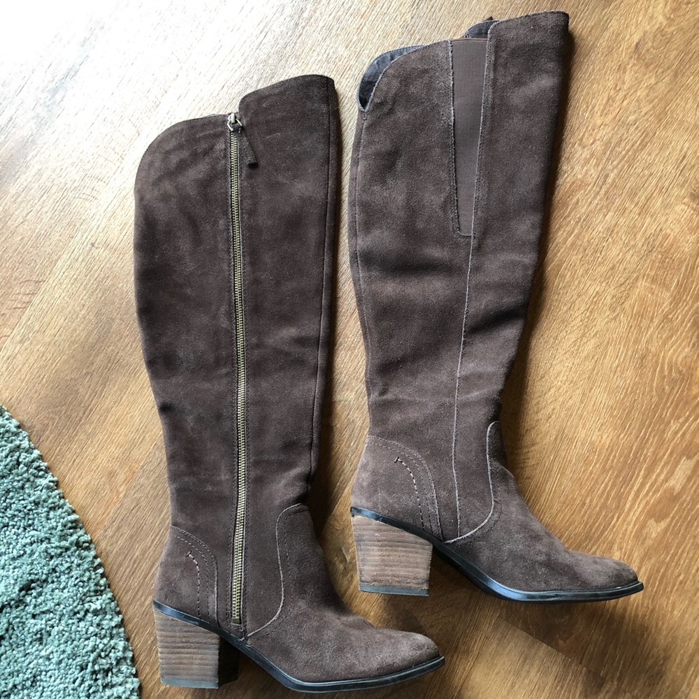 Western styled sued boots